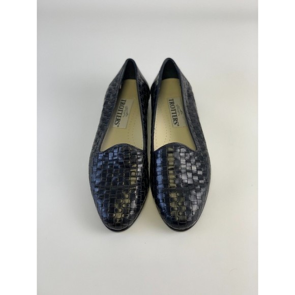Trotters Liz Black Woven Leather Loafer Slip On Almond Toe Dress Shoe Womens 8 M - Picture 4 of 12